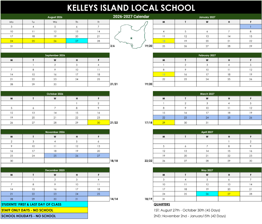 Kelleys Island School Calendar