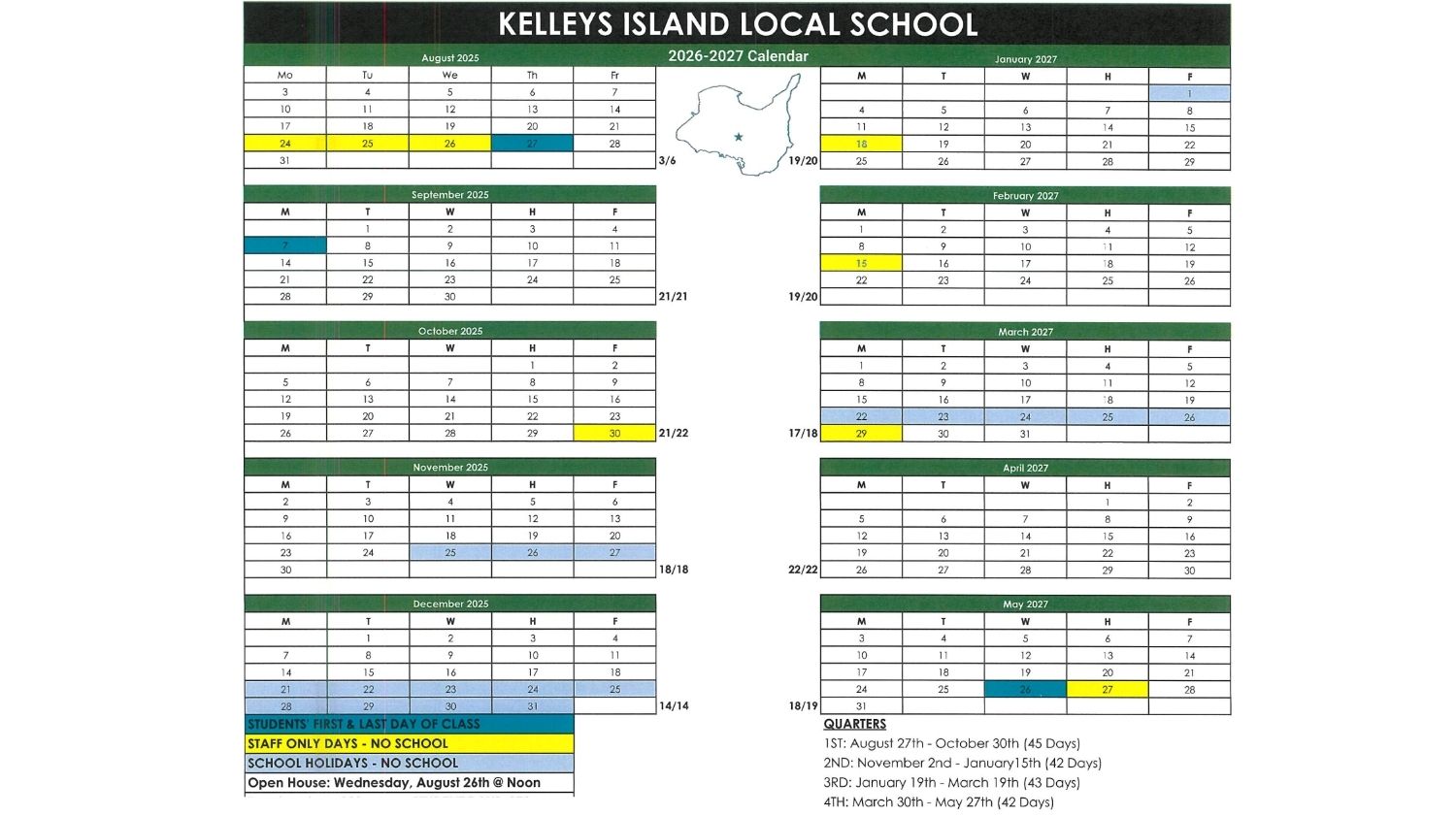 Kelleys Island School Calendar